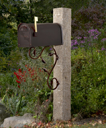 Gray Granite Post 6” X 6” X 7’   - • Black Cast Aluminum Mailbox with Stainless Steel Hinges and Black Mounting Bracket